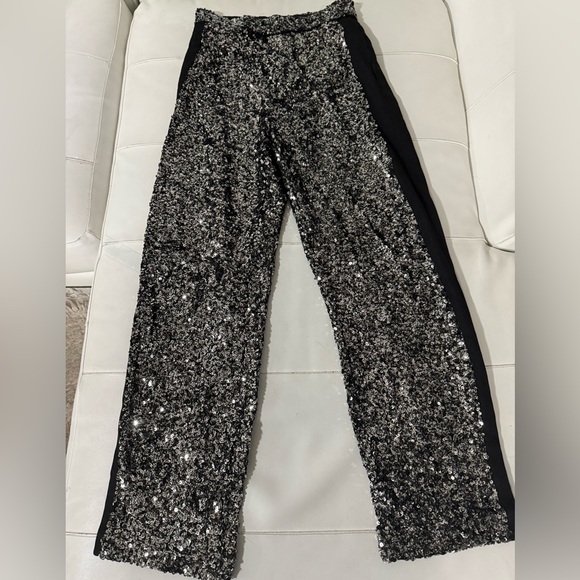 Zara Studio black silver sequin tuxedo trousers pants 
Small - Picture 4 of 11